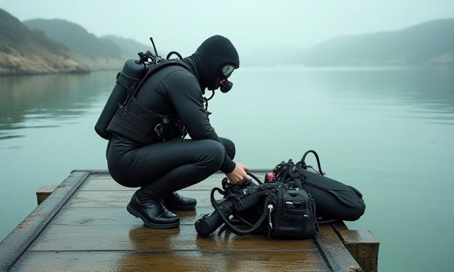 Diver preparing to enter water at a local site