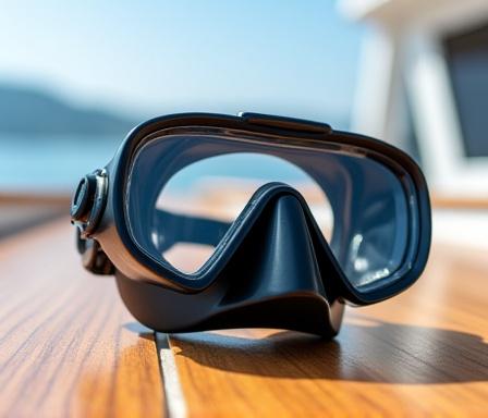 Close up of professional diving mask